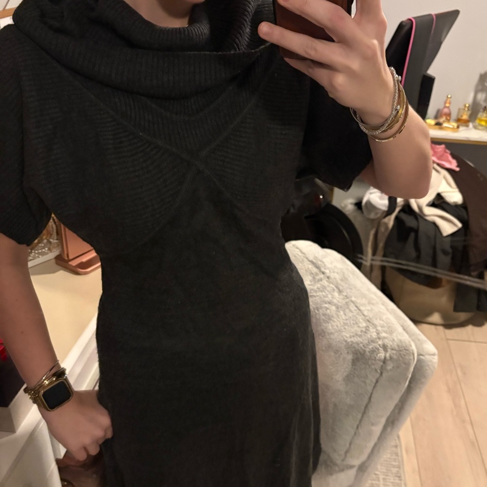 Cute Dark Grey Sweater Dress